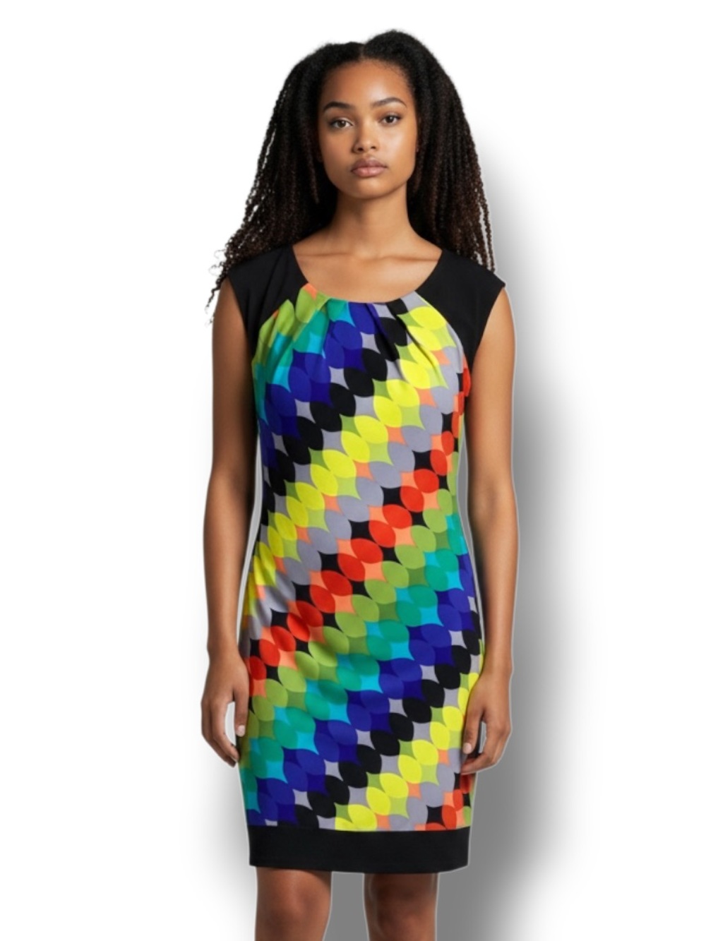 London Times Women’s Sleeveless Body-Con Mini Dress Vibrant Rainbow Multi 12